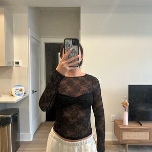 White Fox Boutique Black Lace Top